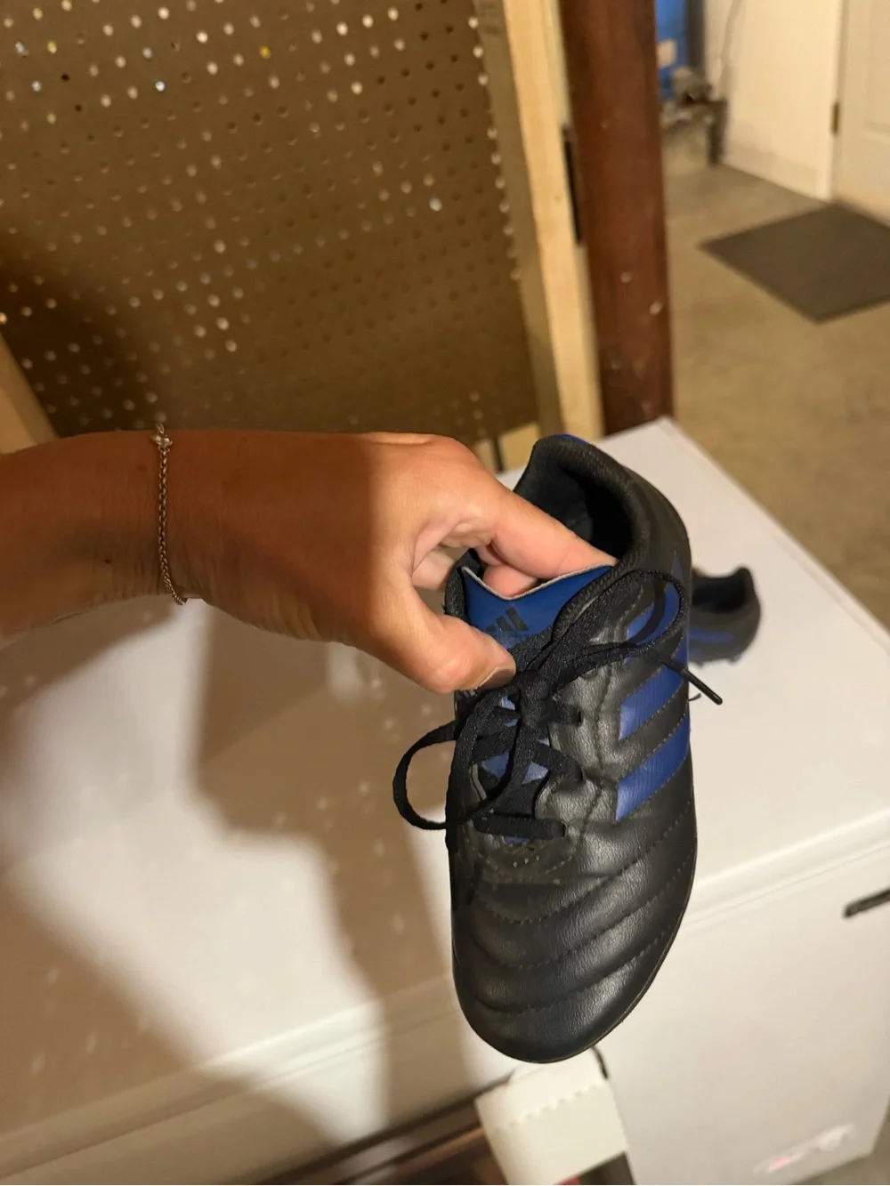 adidas Kids Black and Blue Soccer Cleats